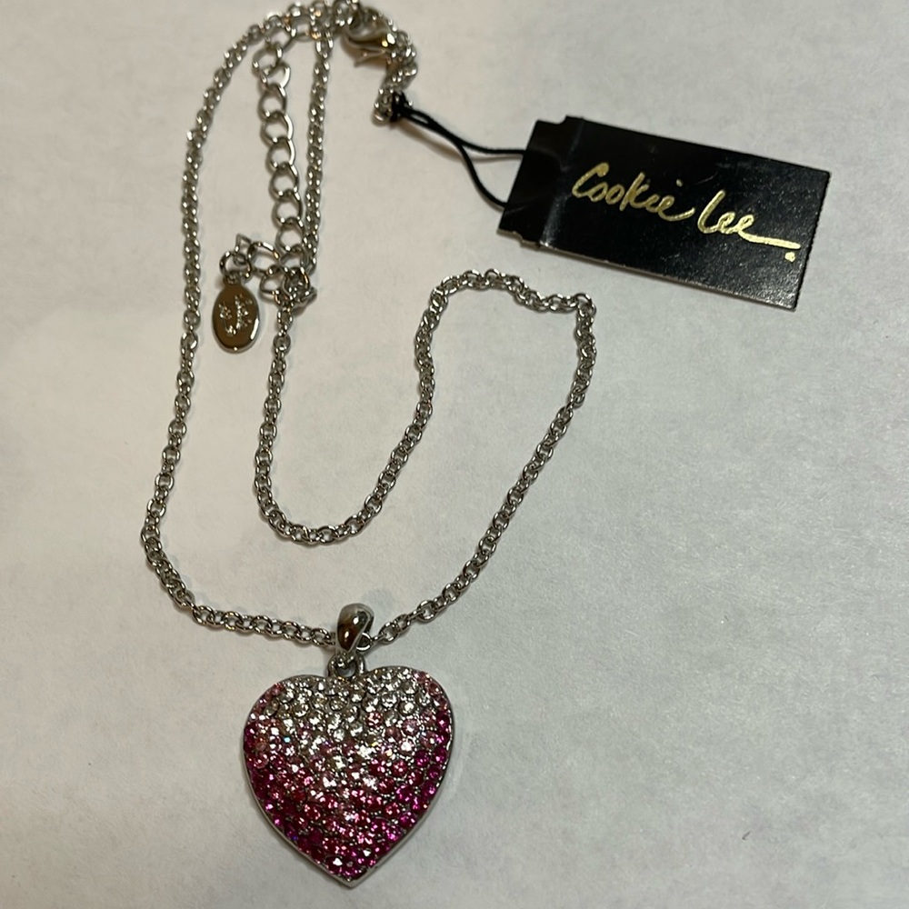 Cookie Lee Genuine Crystals Heart Necklace (NEW)